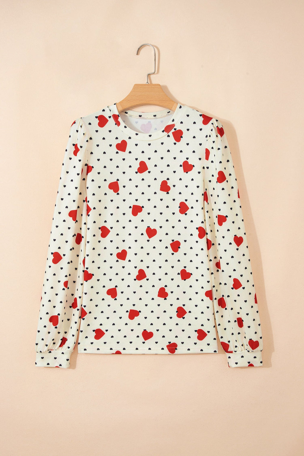 Beige Flower Heart Festive Valentine Blouse