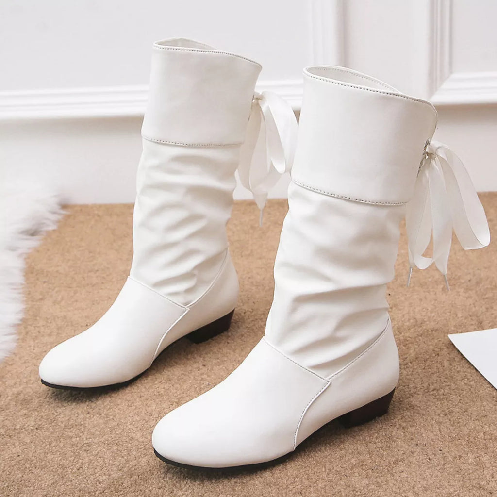 Round Toe Block Heels Boots