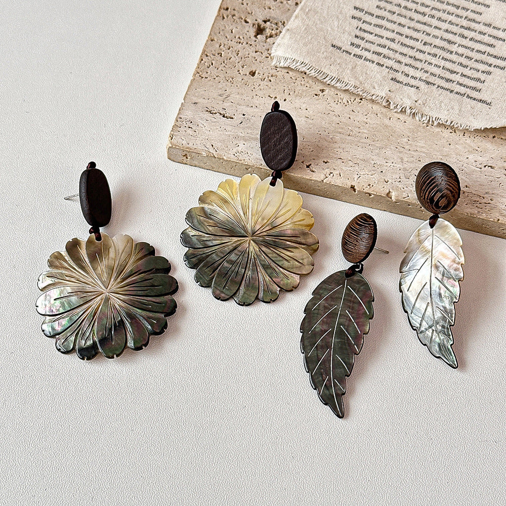 Mori-style Earrings Womens Leaf Stud Earrings