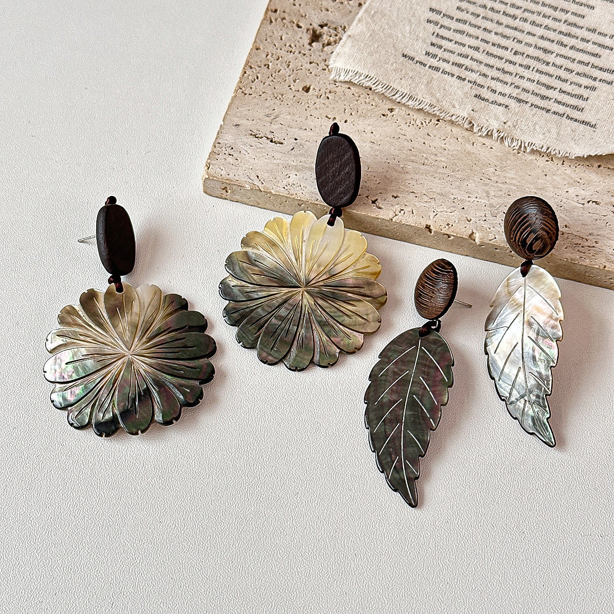 Mori-style Earrings Womens Leaf Stud Earrings