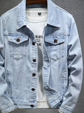 Men's Plus Size Button Up Long Sleeve Denim Jacket