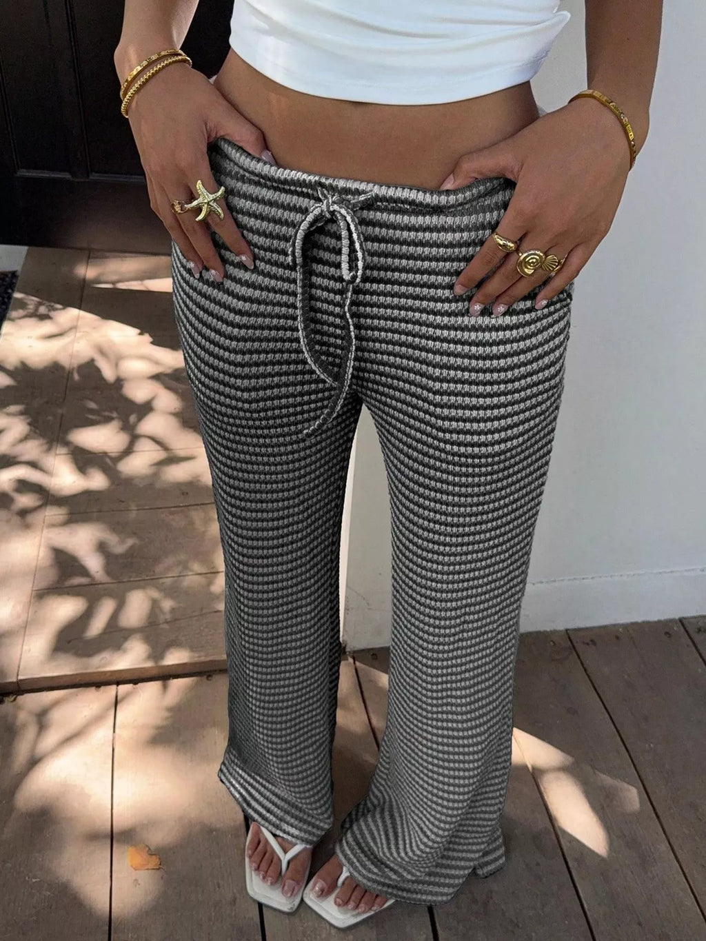 Drawstring Wide Leg Pants