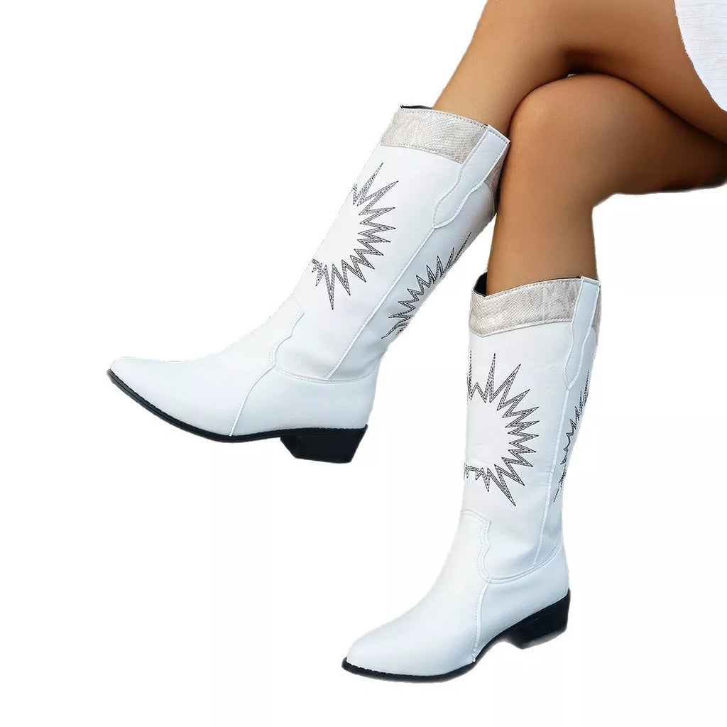 Point Toe Block Heels Boots