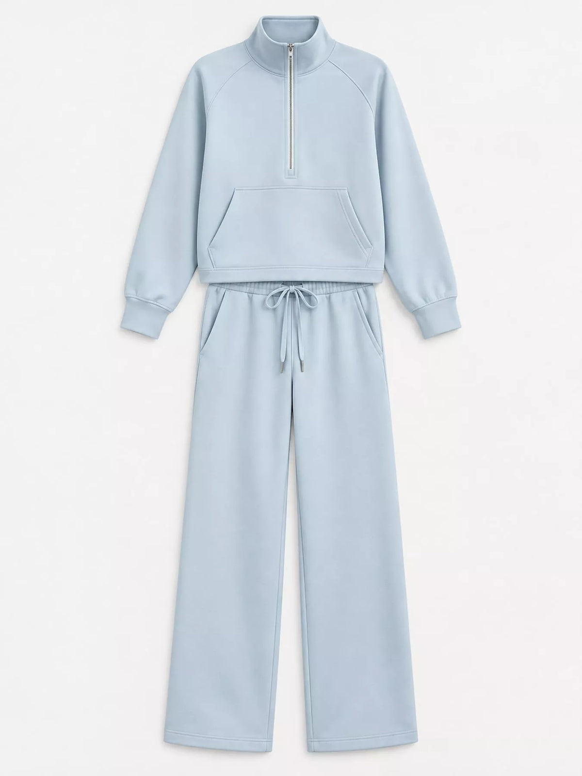 Half-Zip Sweatshirt and Wide-Leg Pants Set