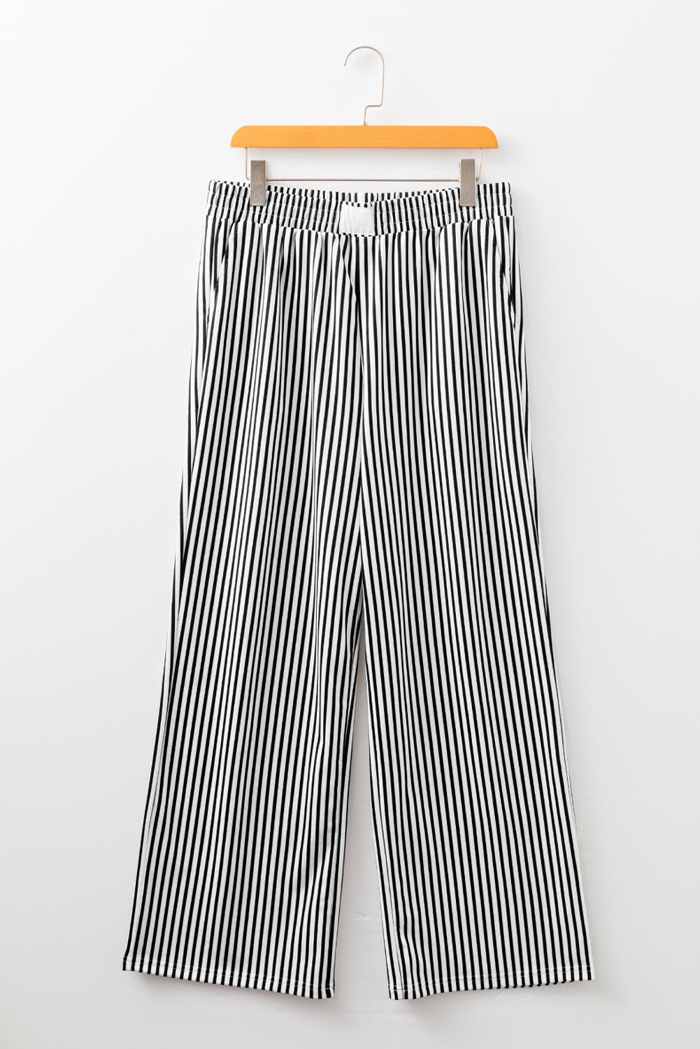 Stripe Pocketed Elastic High Waist Pants