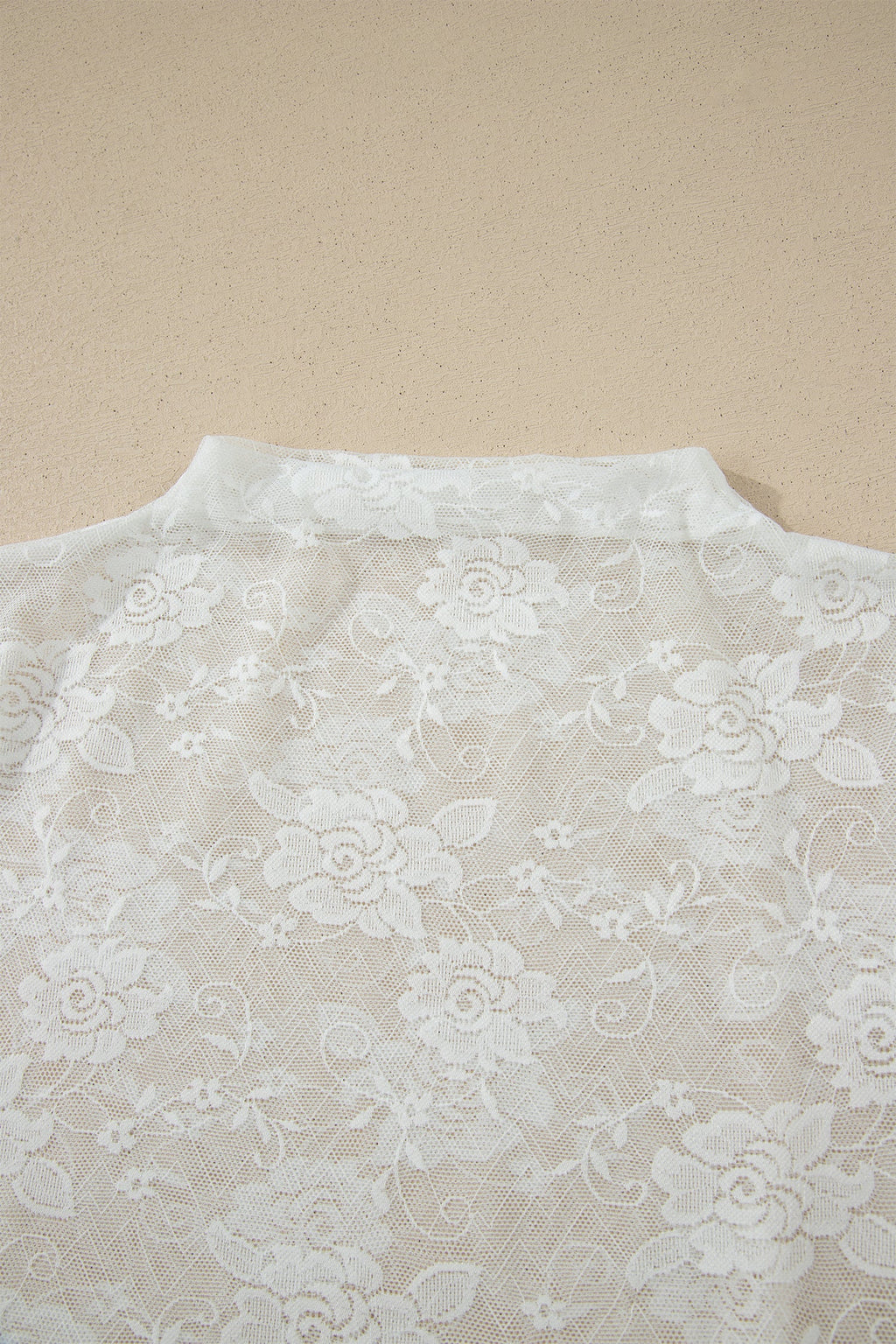 White Sheer Lace Round Neck T Shirt