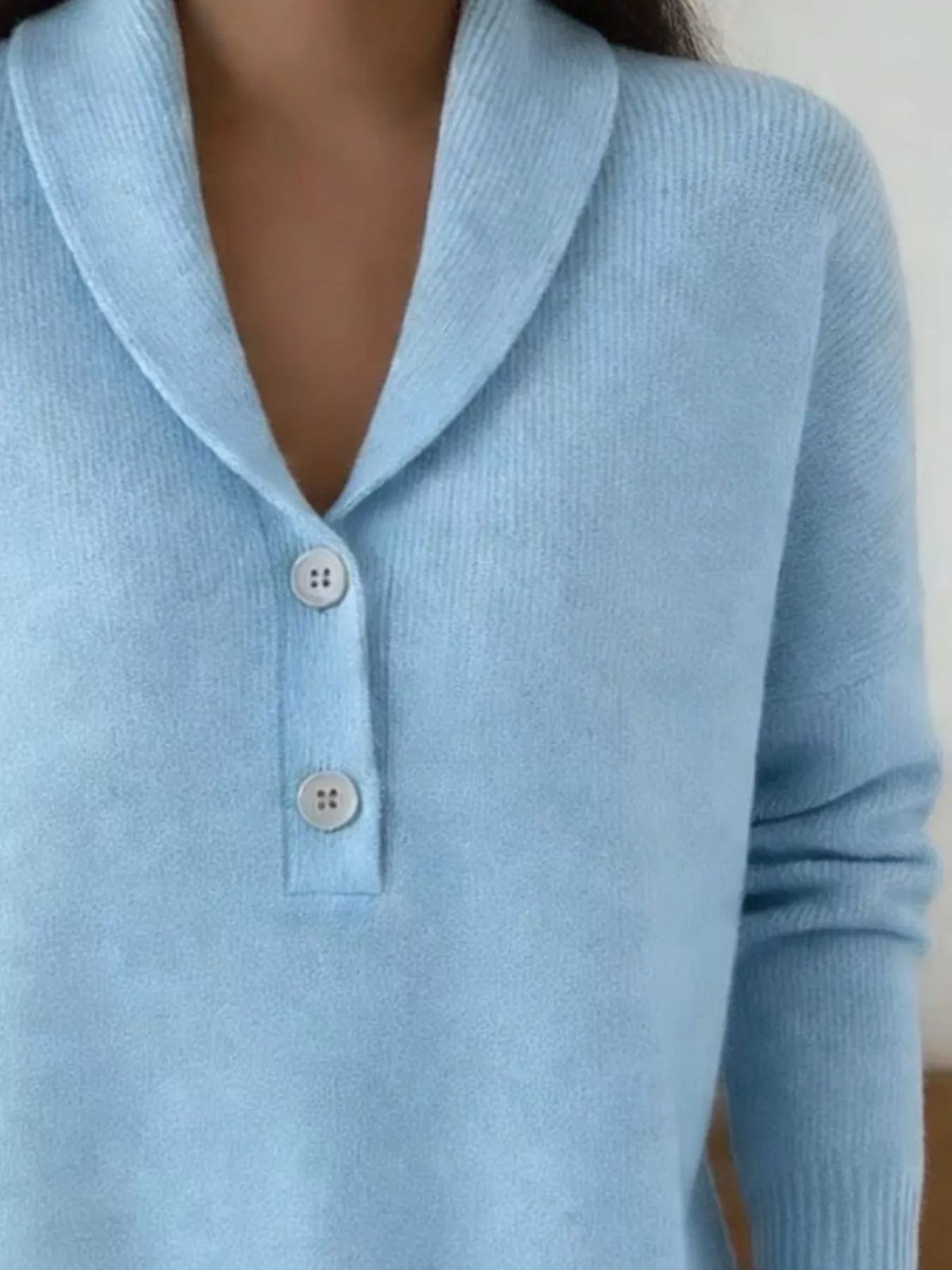 Shawl Collar Button Detail Sweater