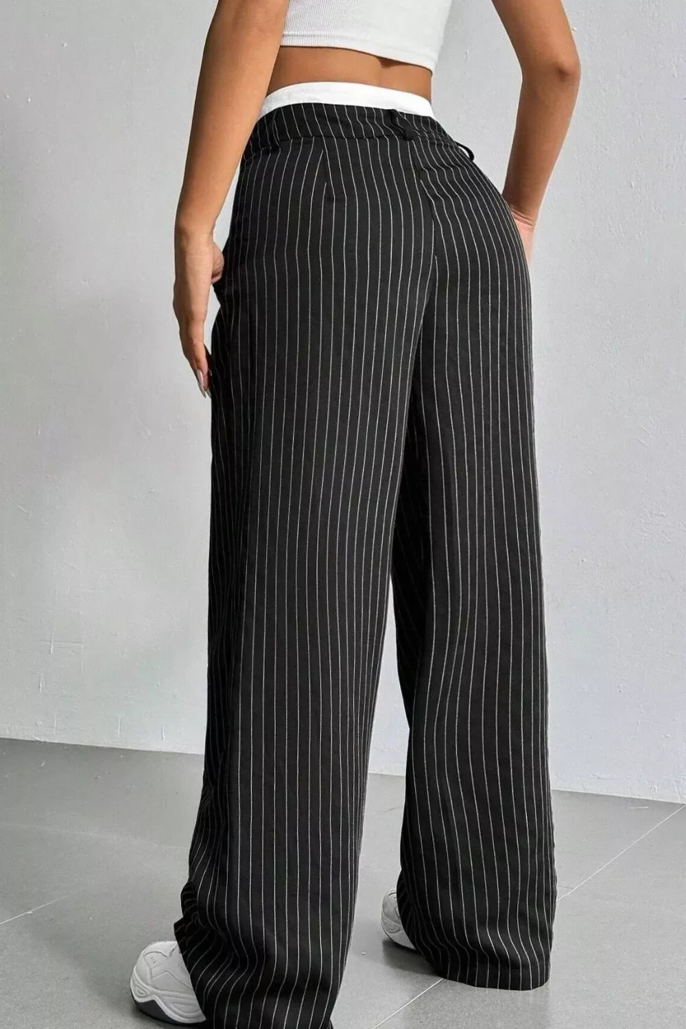 High-Waisted Pinstripe Wide-Leg Pants