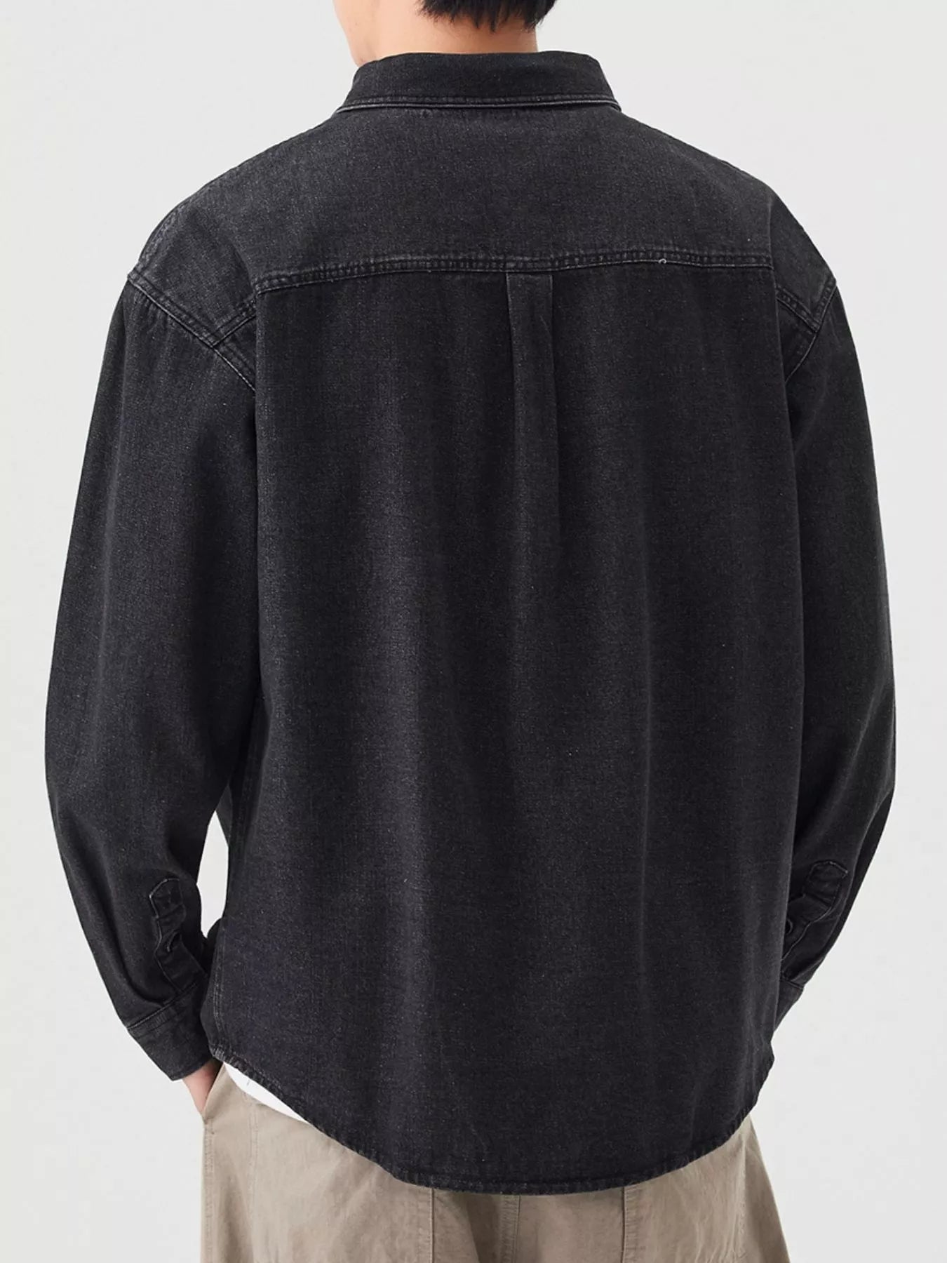 Men's Plus Size Button Up Casual Denim Shirt