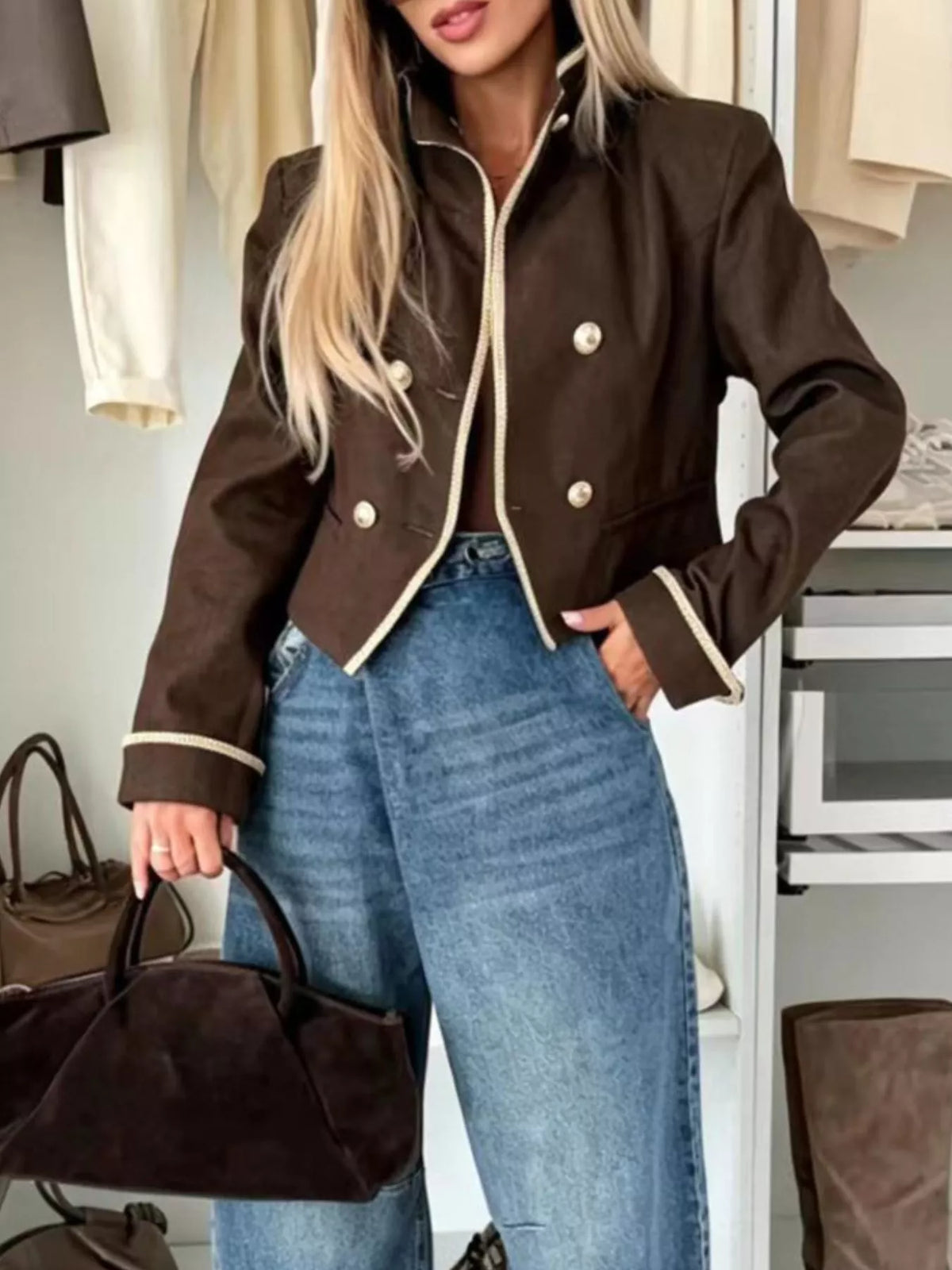 Double-Breasted Cropped Jacket