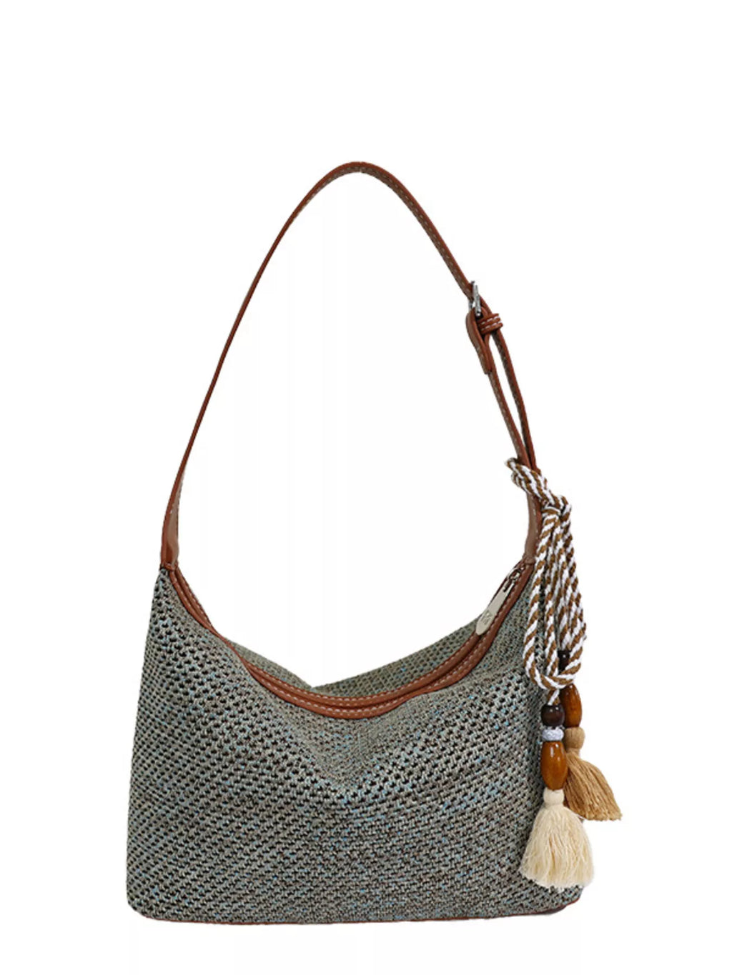 Woven Shoulder Bag with Tassel