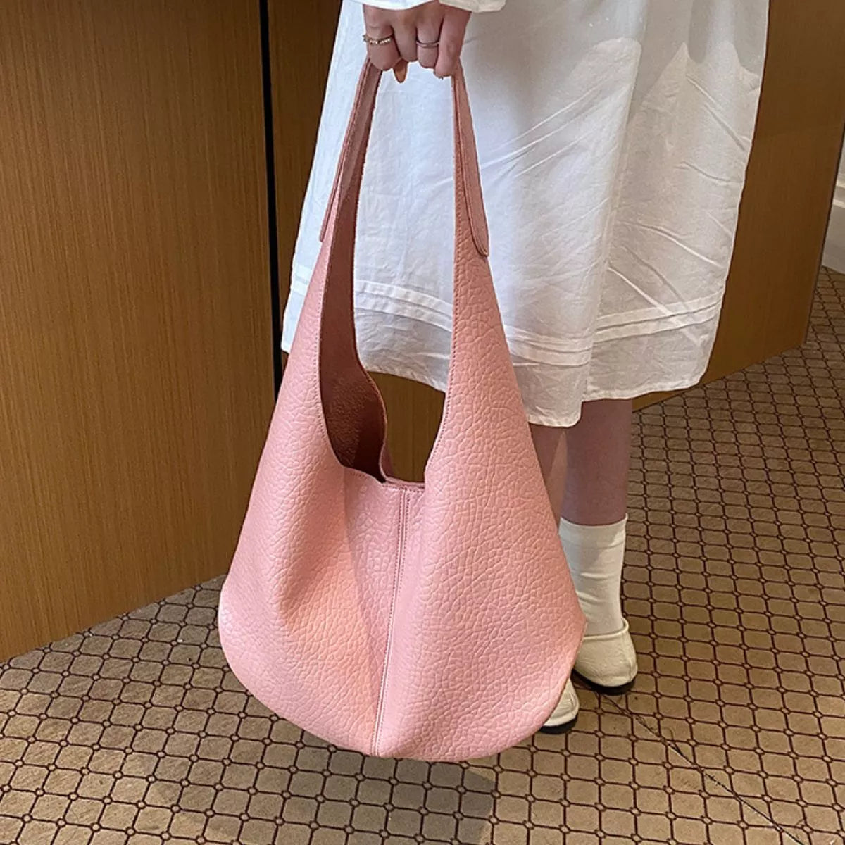 Textured Leather Shoulder Bag