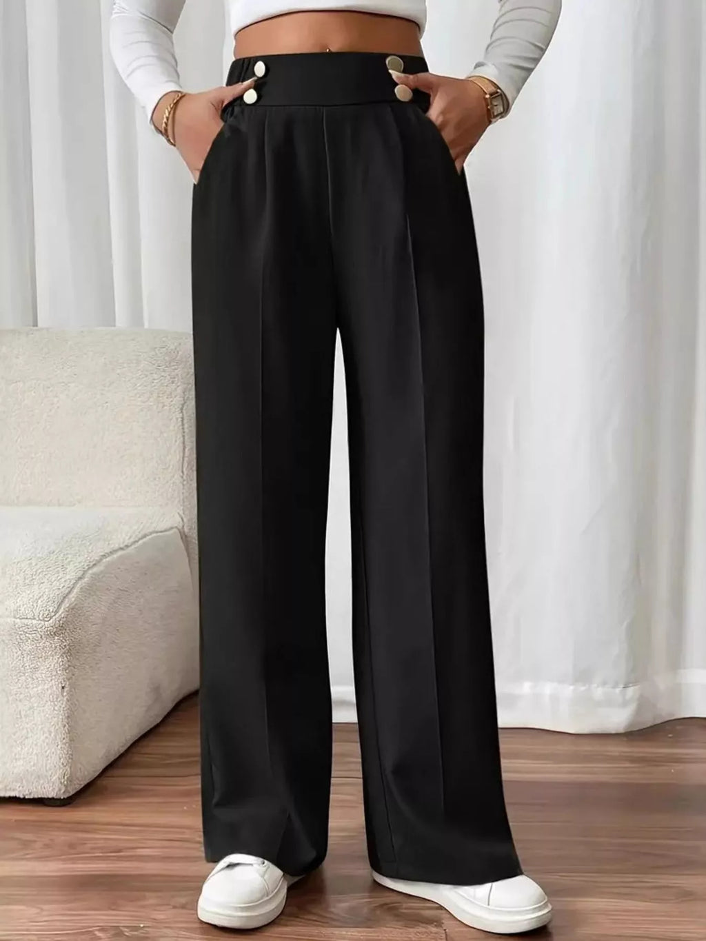 Full Size High-Waisted Wide-Leg Pants Plus Size
