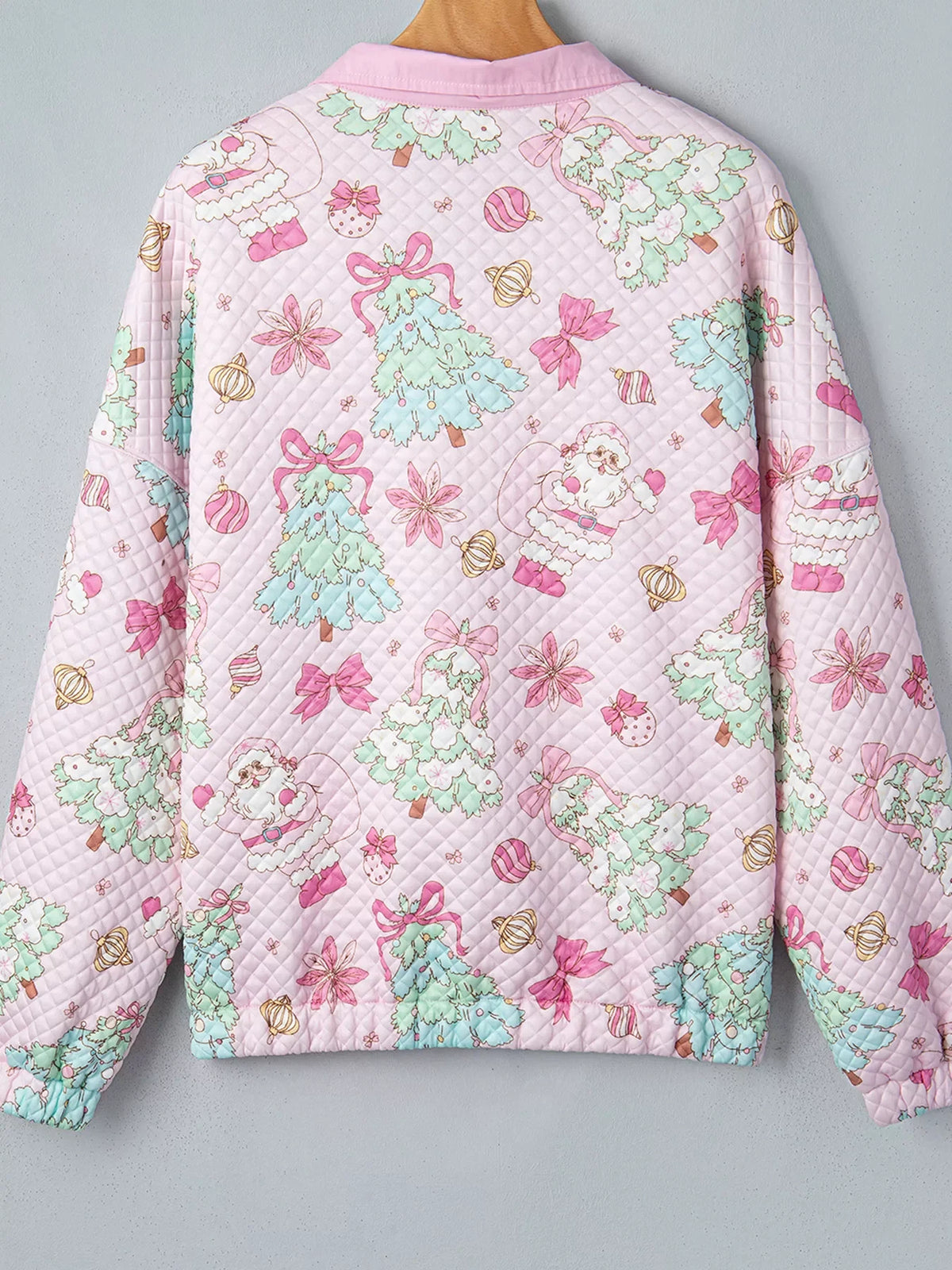Christmas Print Collar Half Button Loose Sweatshirt