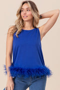 French Terry Top with Faux Feather Accents