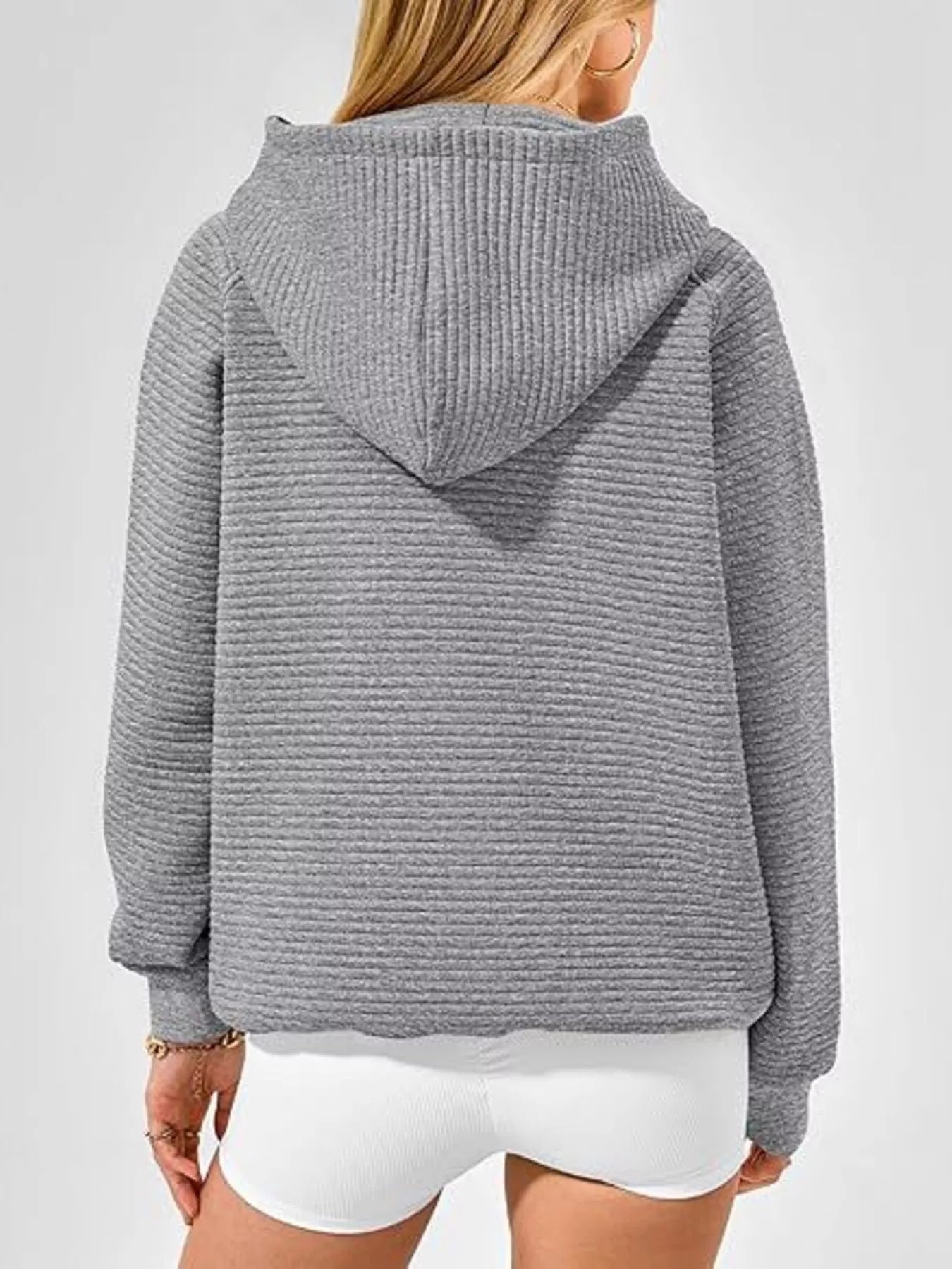 Texture Kangaroo Pocket Raglan Sleeve Hoodie