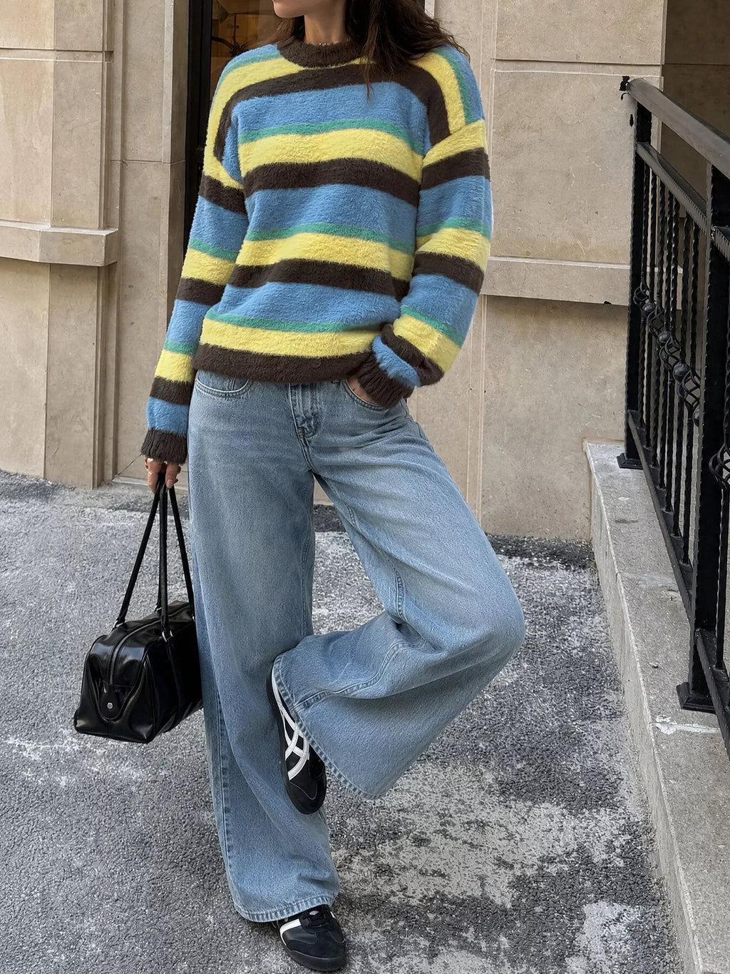 Striped Dropped Shoulder Sweater