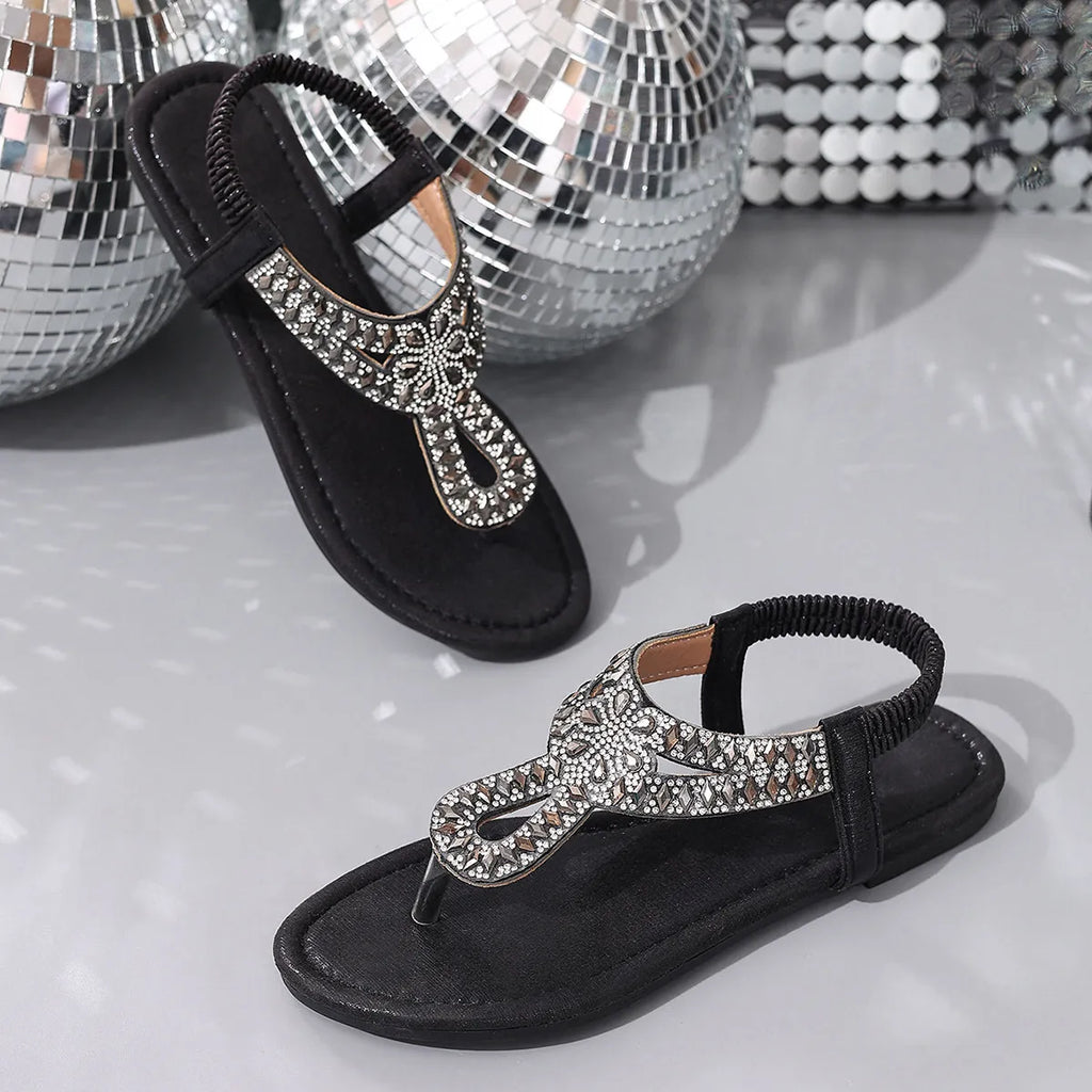 Rhinestone Toe Post Flats Sandals