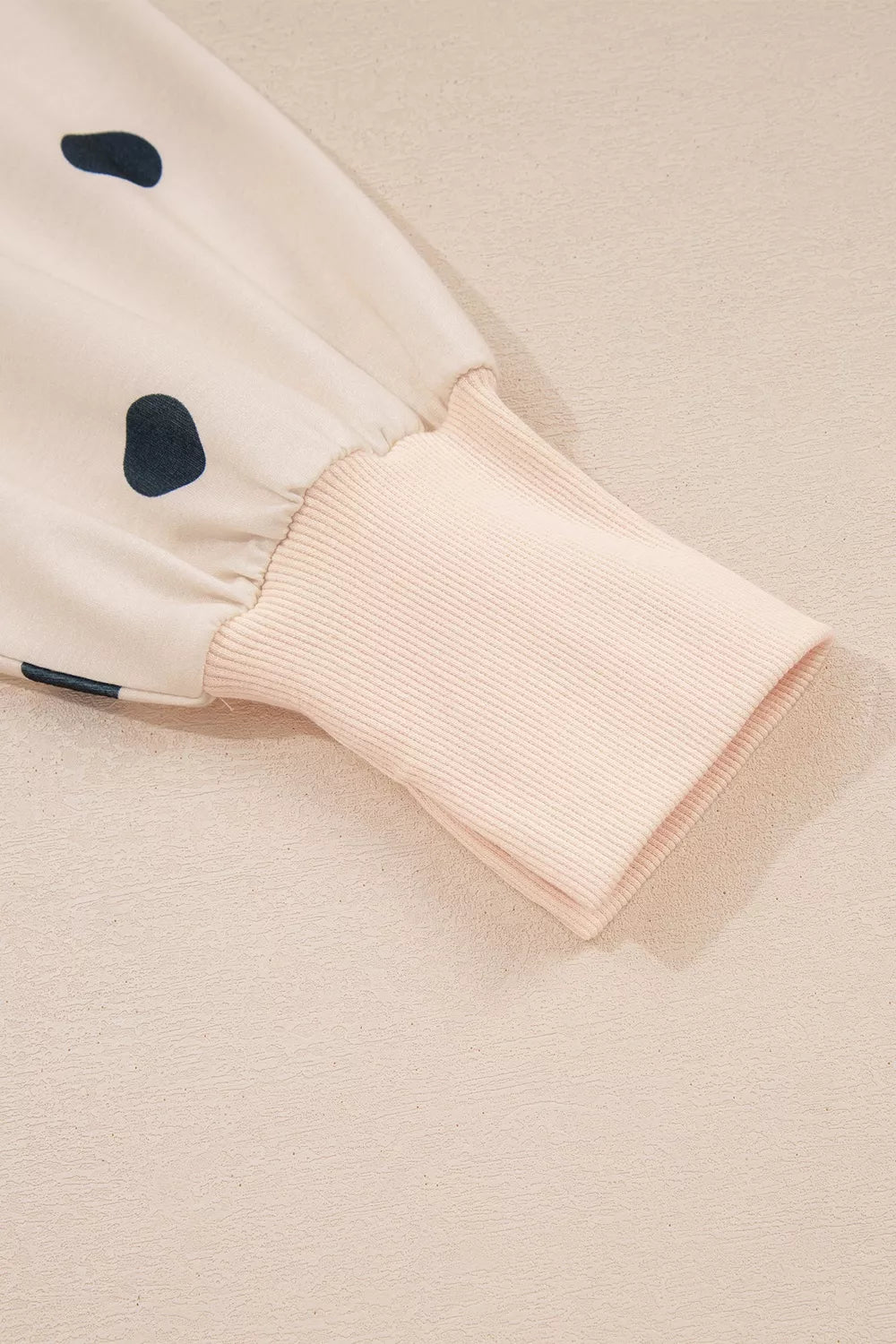 Loose-fit Long Sleeve Round Neck Polka Dot Tunic Sweatshirt