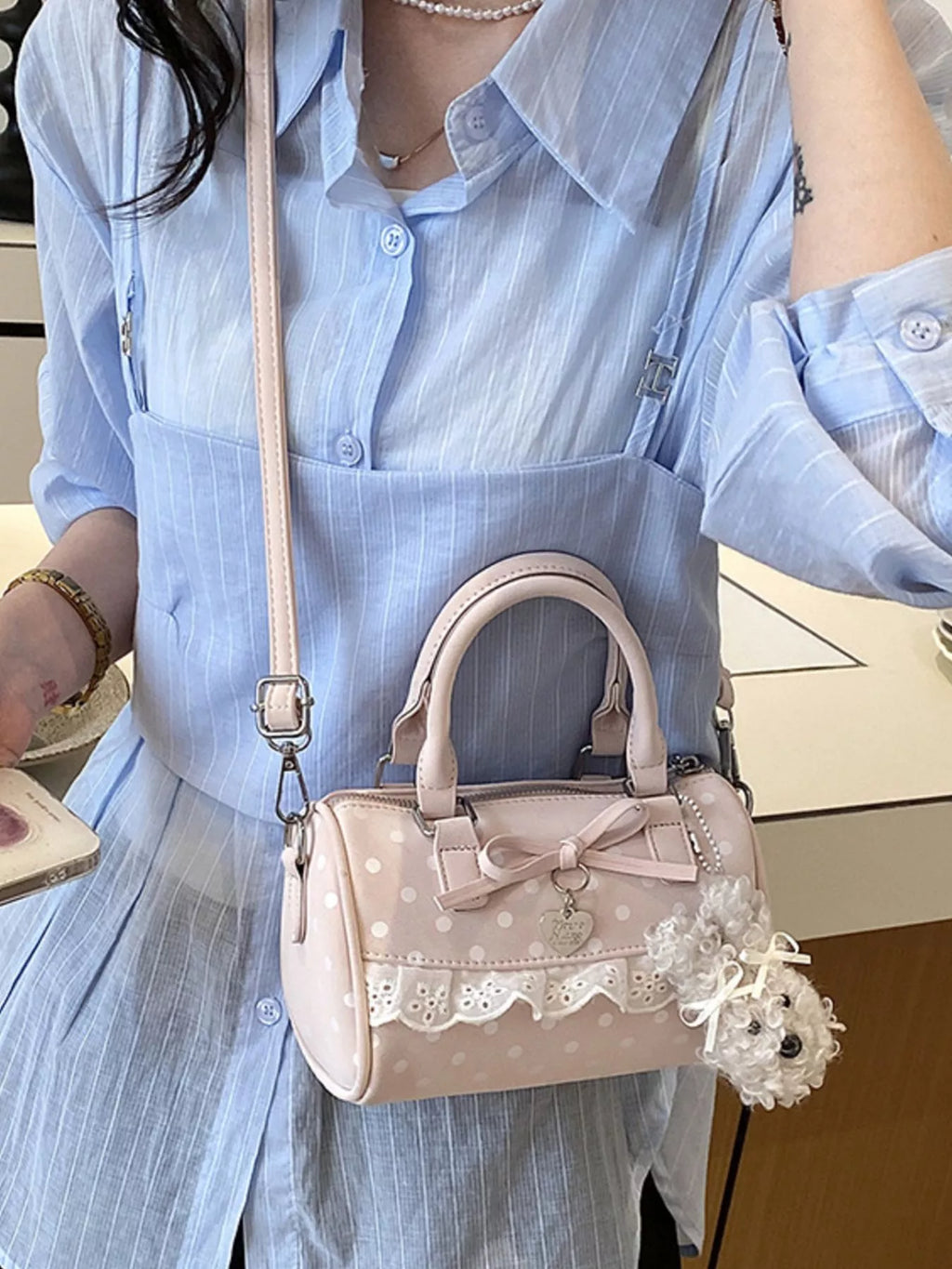 Polka Dot Bow Crossbody Bag