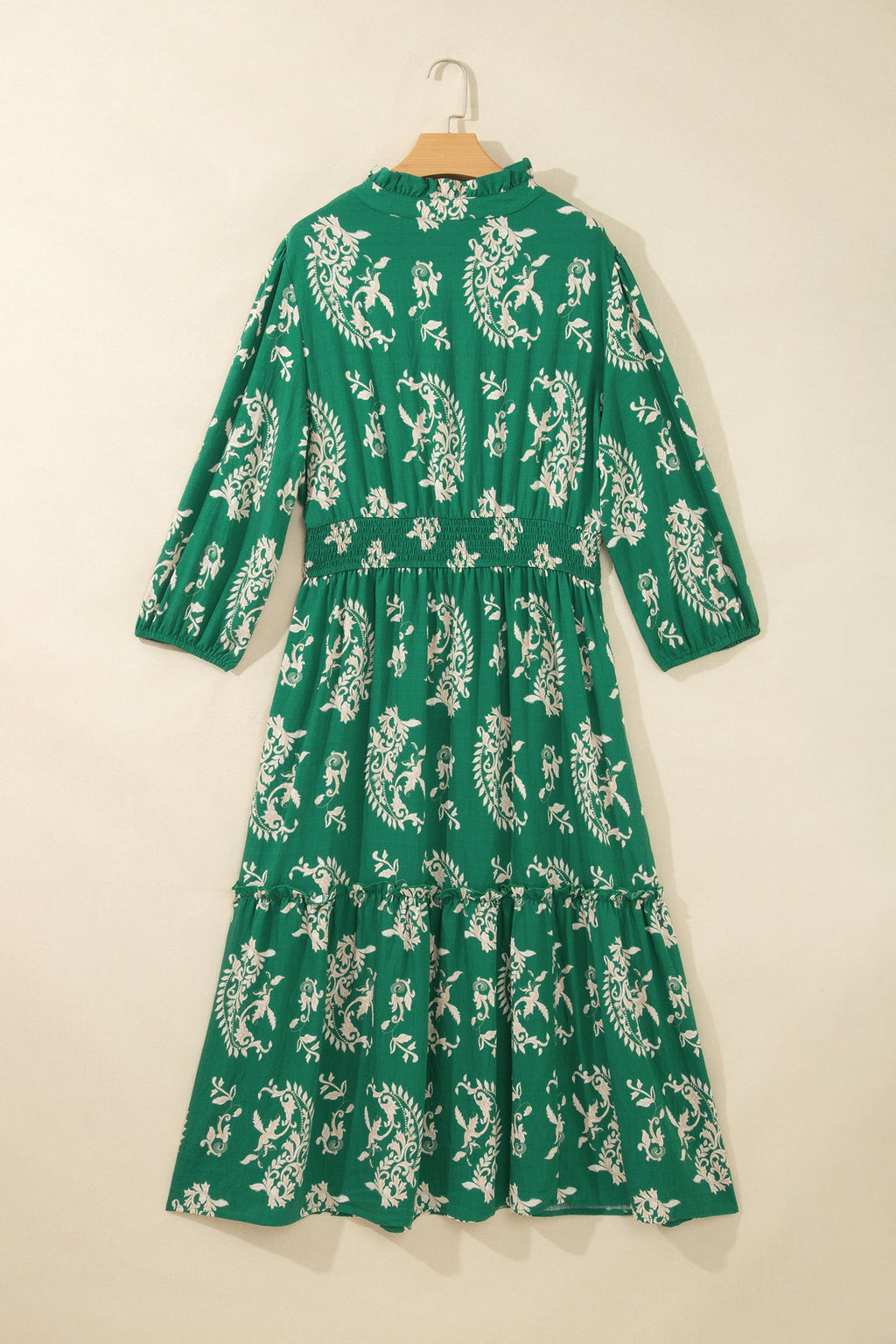 Green Floral Print V Neck Shift Dress Plus Size Dress