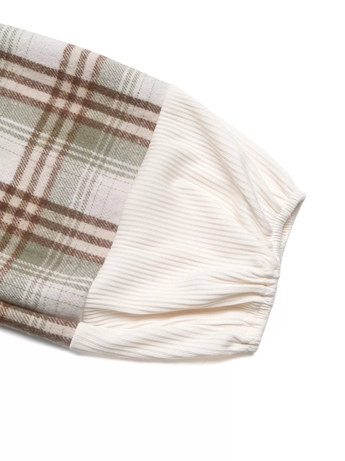 Plaid V-Neck Button-Front Sweatshirt