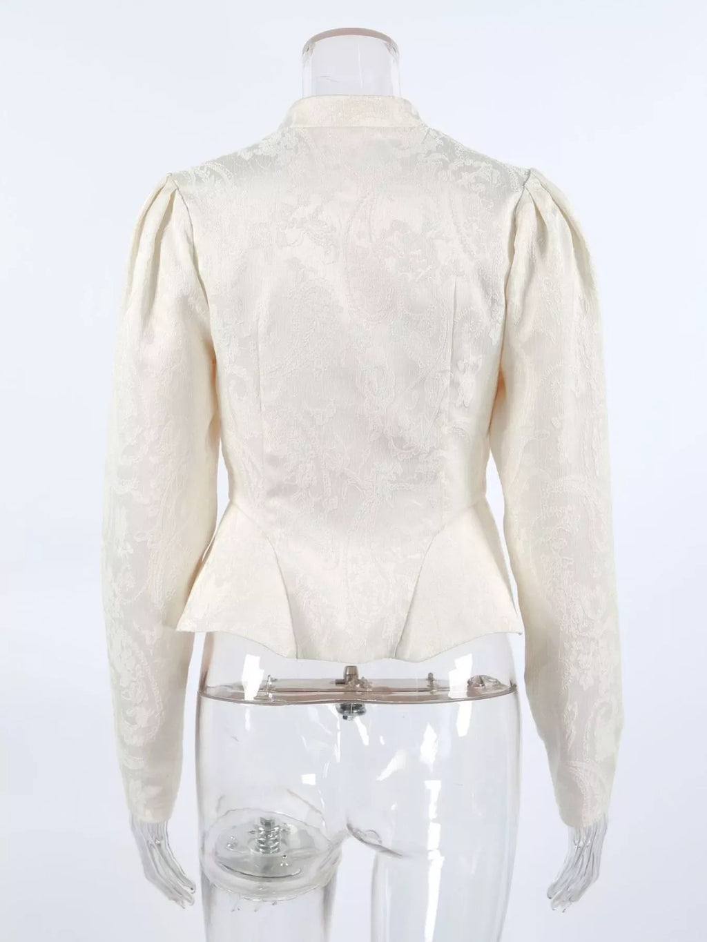Jacquard Peplum Puff Sleeve Outerwear
