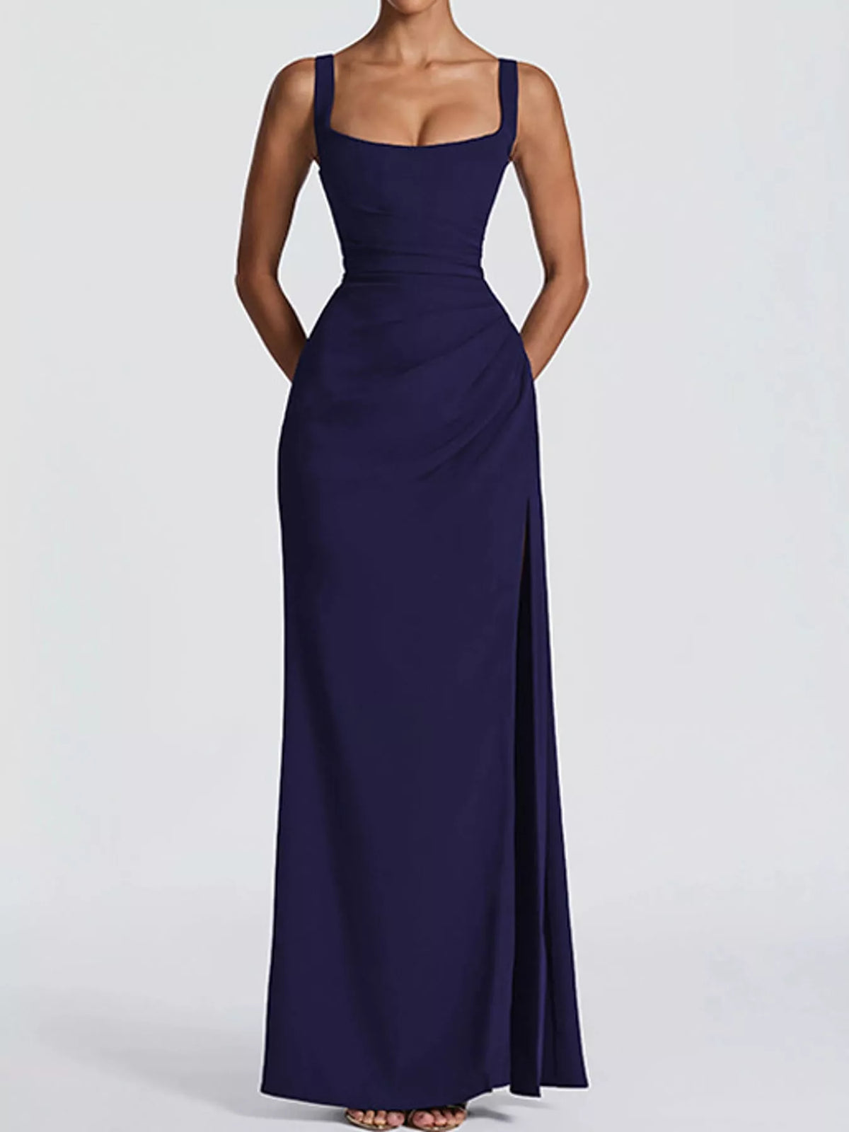 Sleeveless High-Slit Evening Maxi Dress