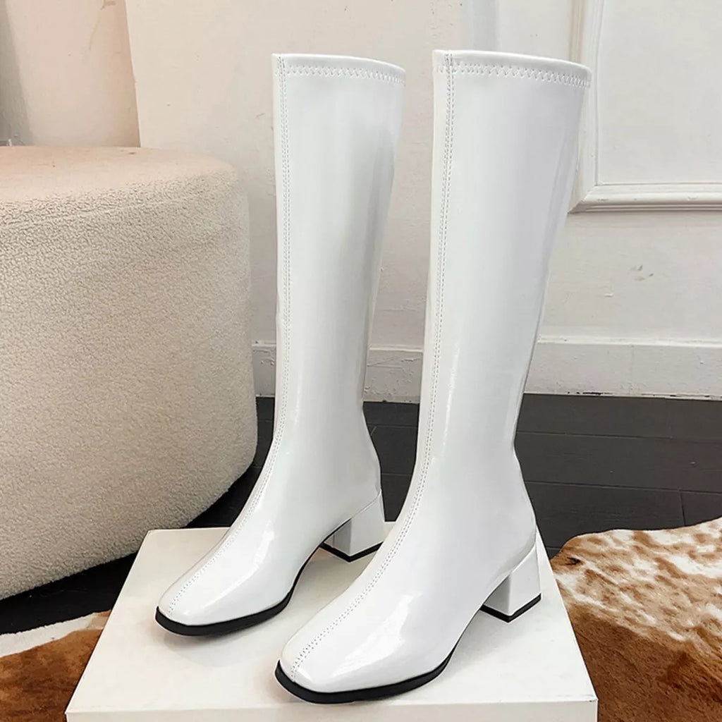 Square Toe Block Heels Boots