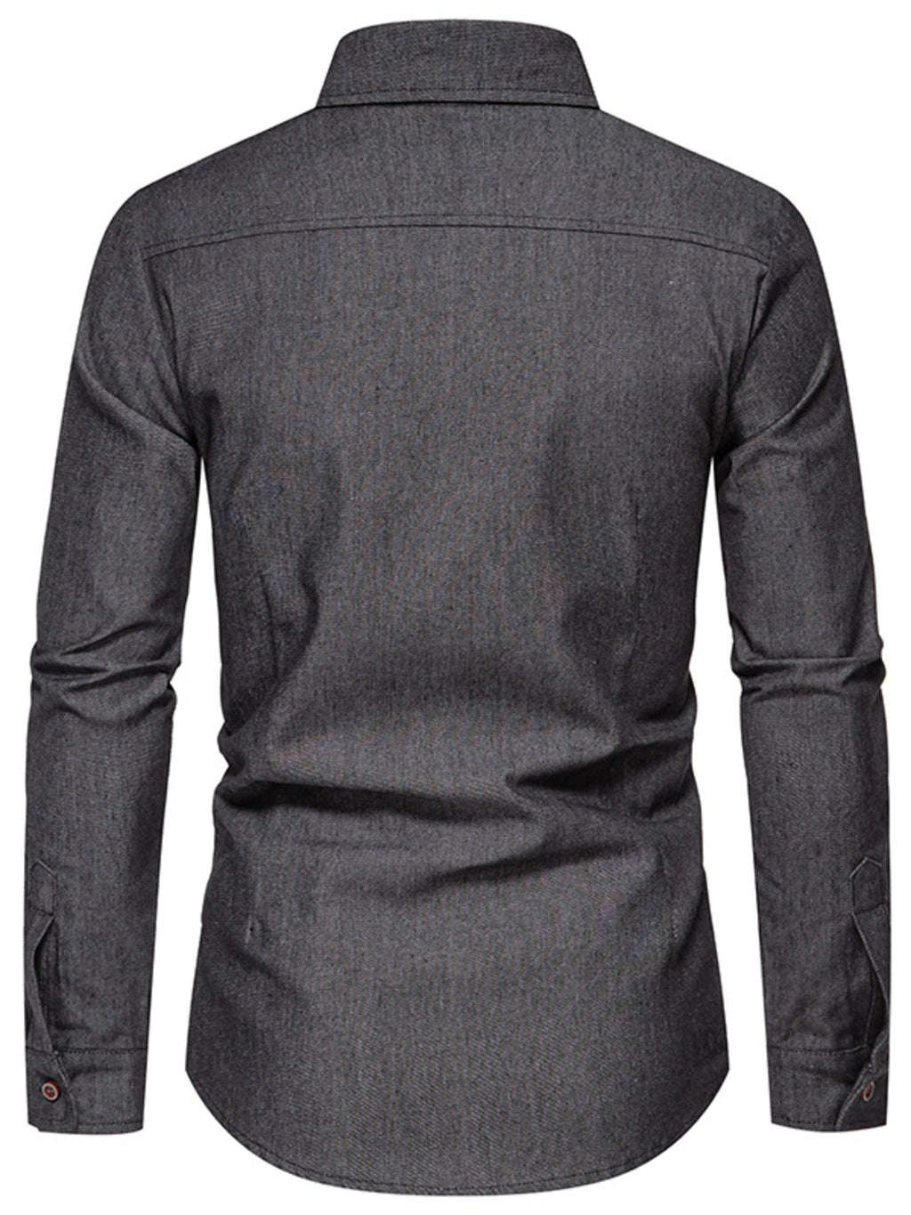 Men's Casual Long Sleeve Denim Shirt with Pockets