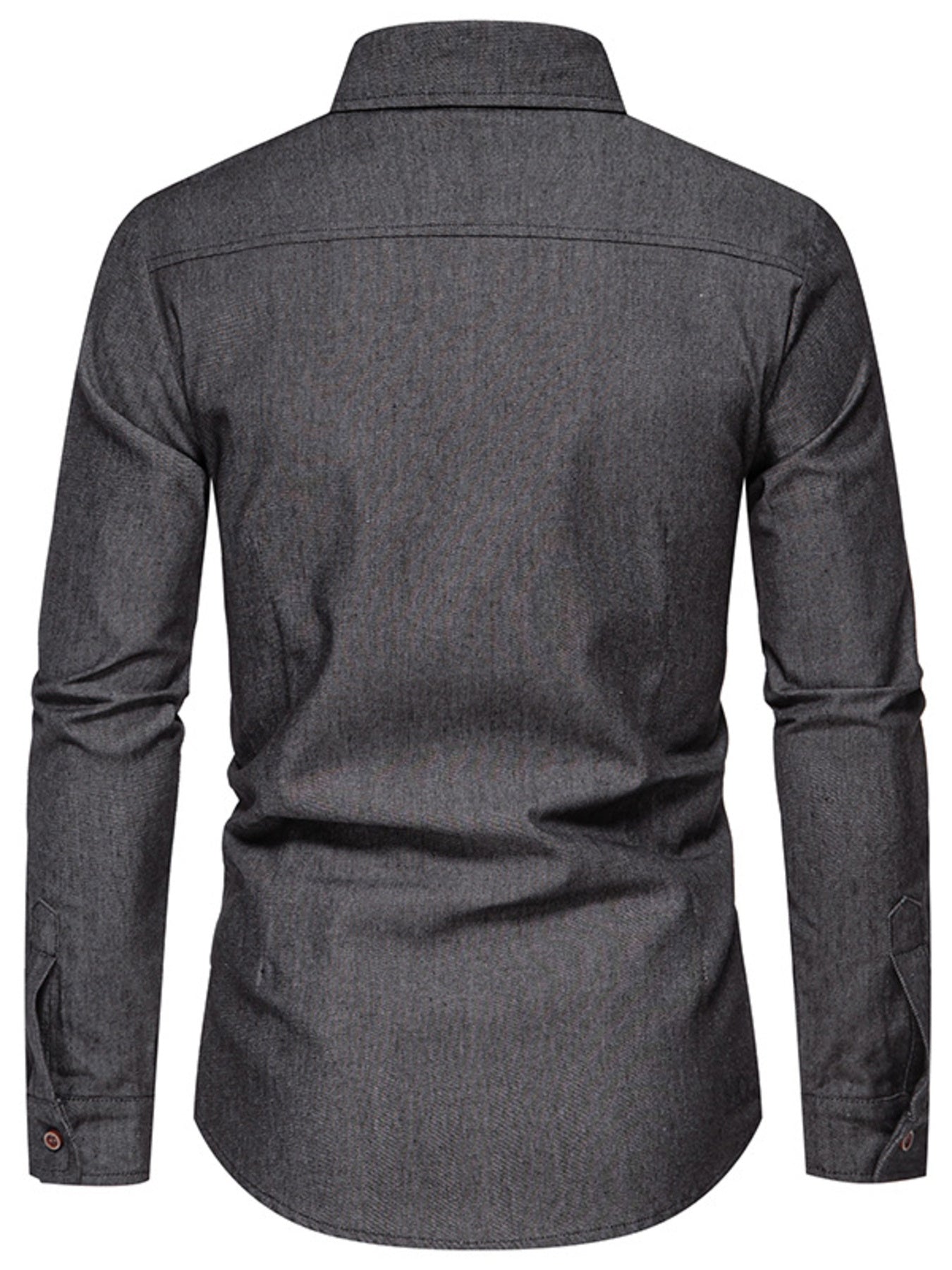 Men's Casual Long Sleeve Denim Shirt with Pockets