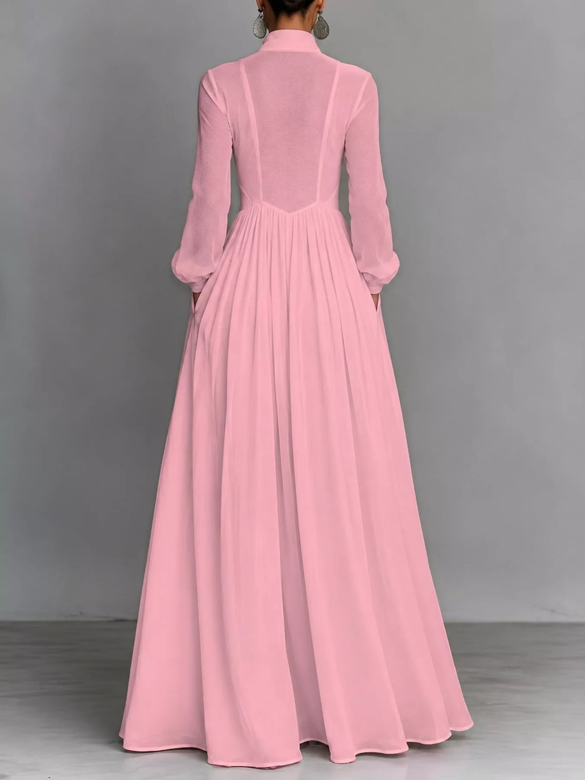 Full Size Long-Sleeve Button Front Maxi Dress Plus Size