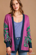 Umgee Animal Print Open Front Sweater Cardigan