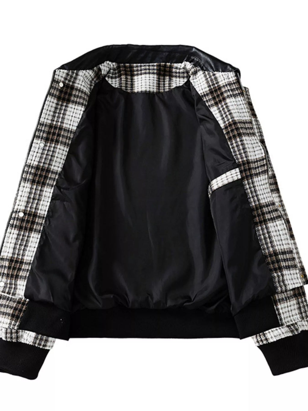 Men's Plus Size Plaid Pattern Snap Down Casual Jacket