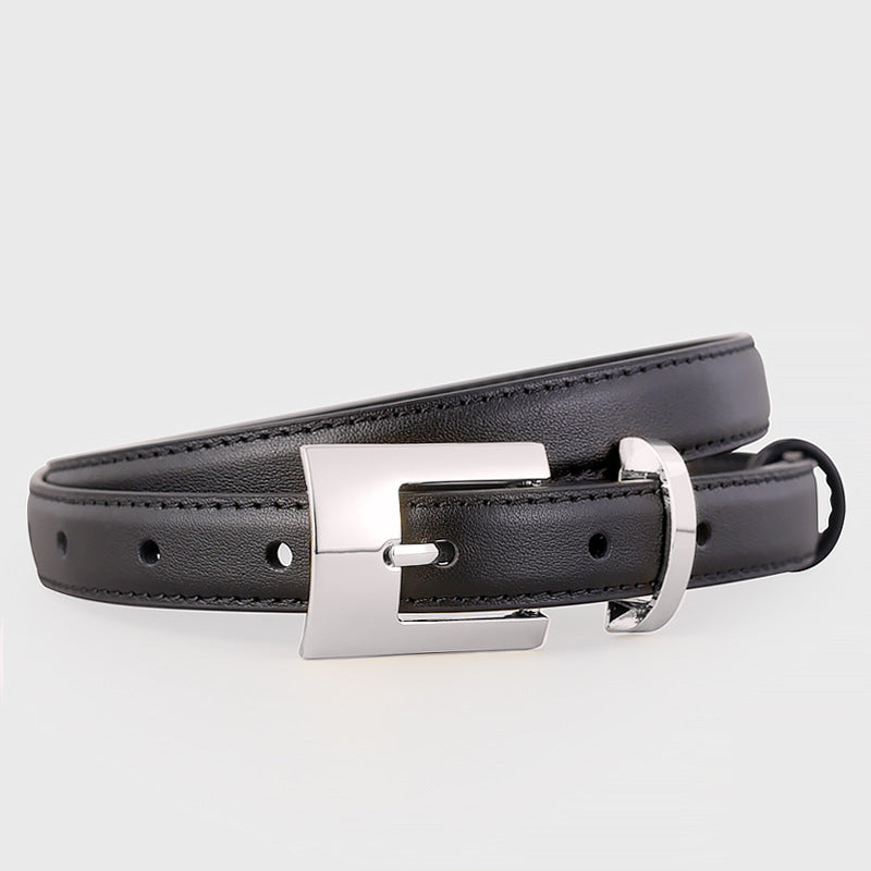 Leather Belt with Silver Buckle