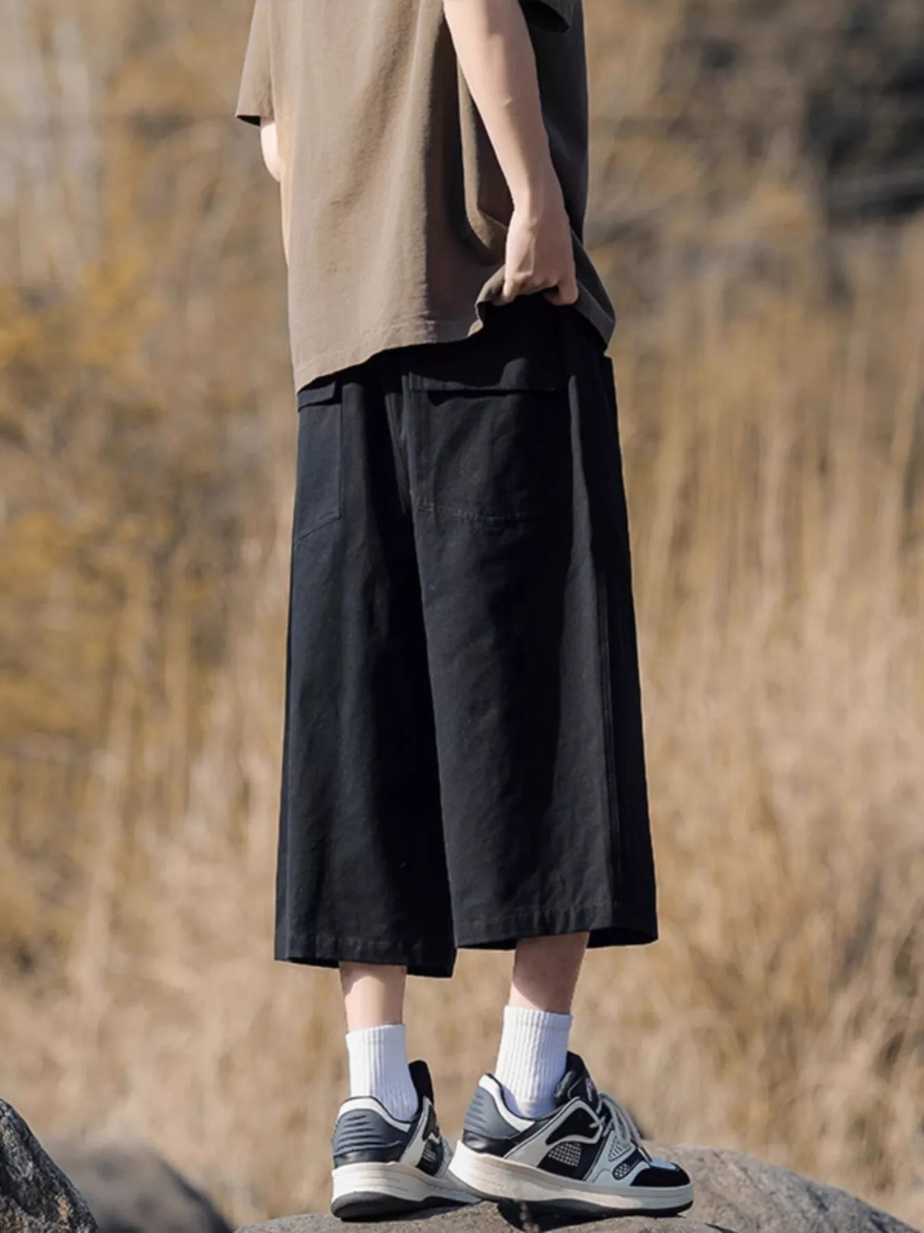 Men's Casual Loose Fit Cropped Pants