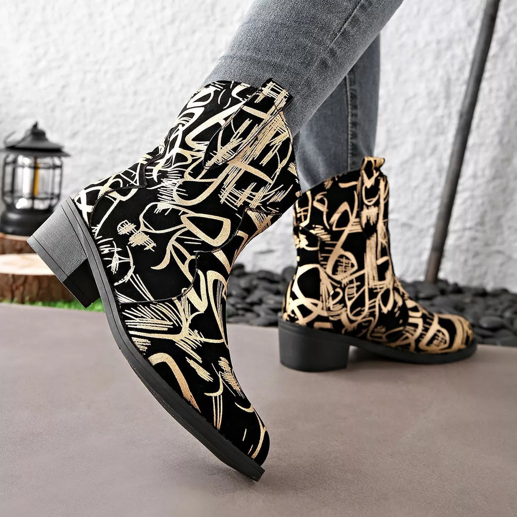 Round Toe Block Heels Boots