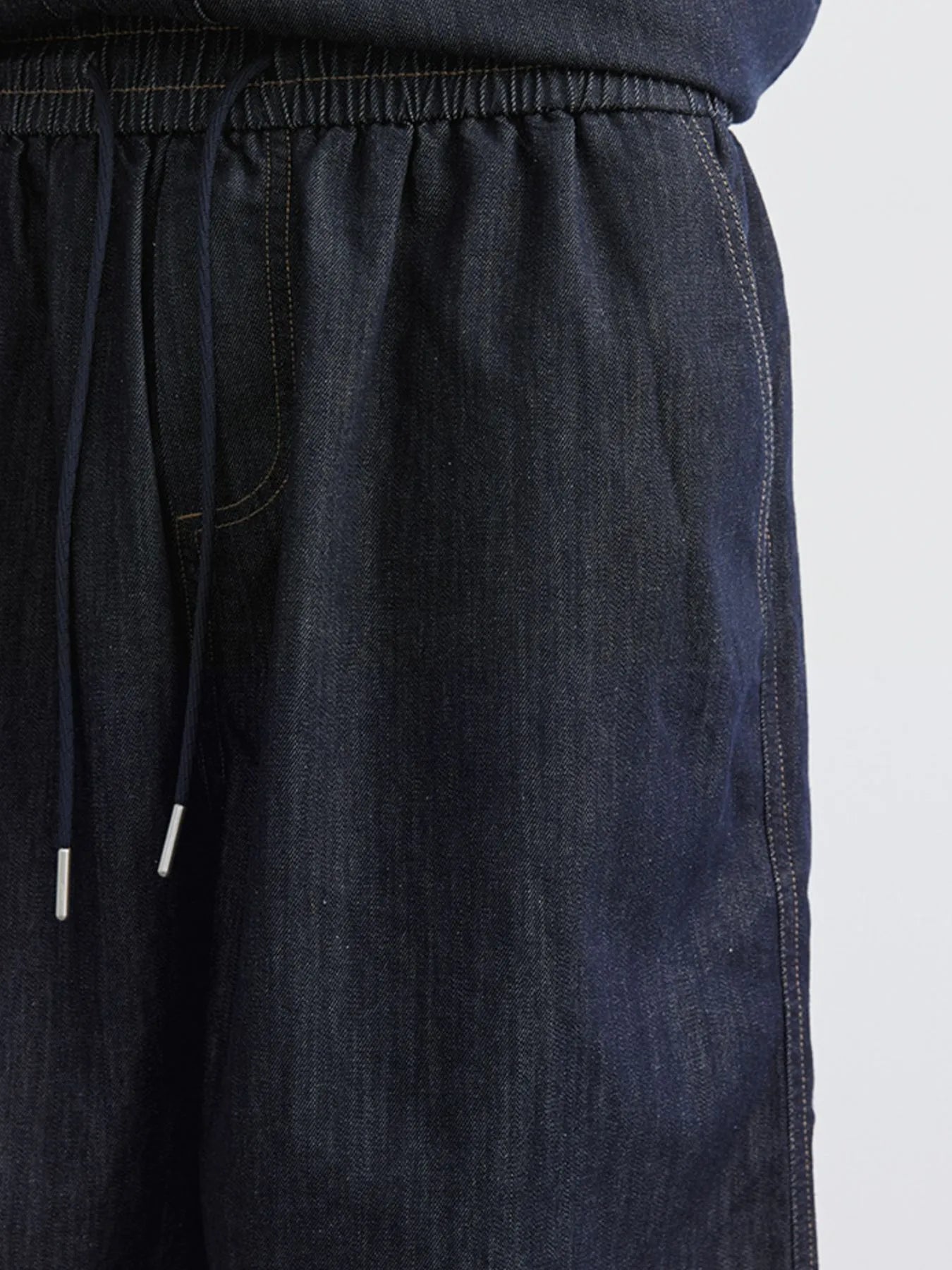 Men's Wash Short Sleeve Top and Shorts Denim Set