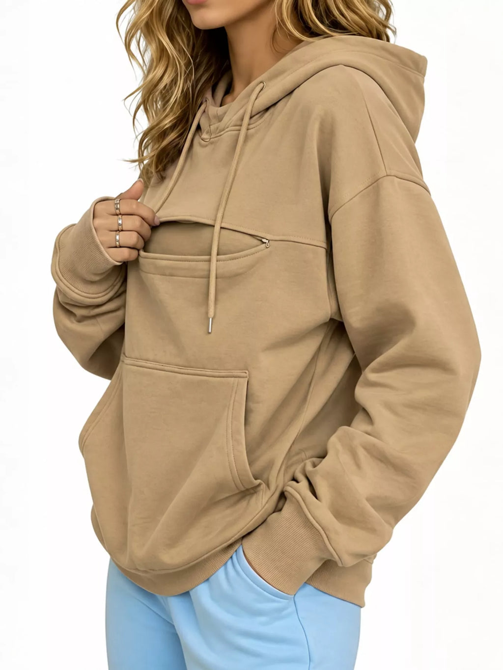Full Size Cat Pouch Drawstring Hoodie Plus Size