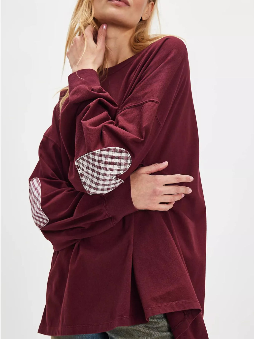 Heart Patch Long Sleeve Sweatshirt