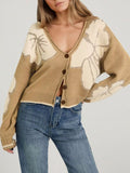 V-Neck Button-Down Knit Cardigan