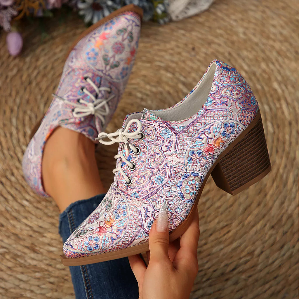 Point Toe Block Heels Ankle Boots