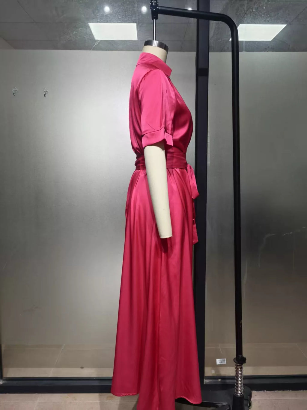Collared Neck Maxi Shirt Dress