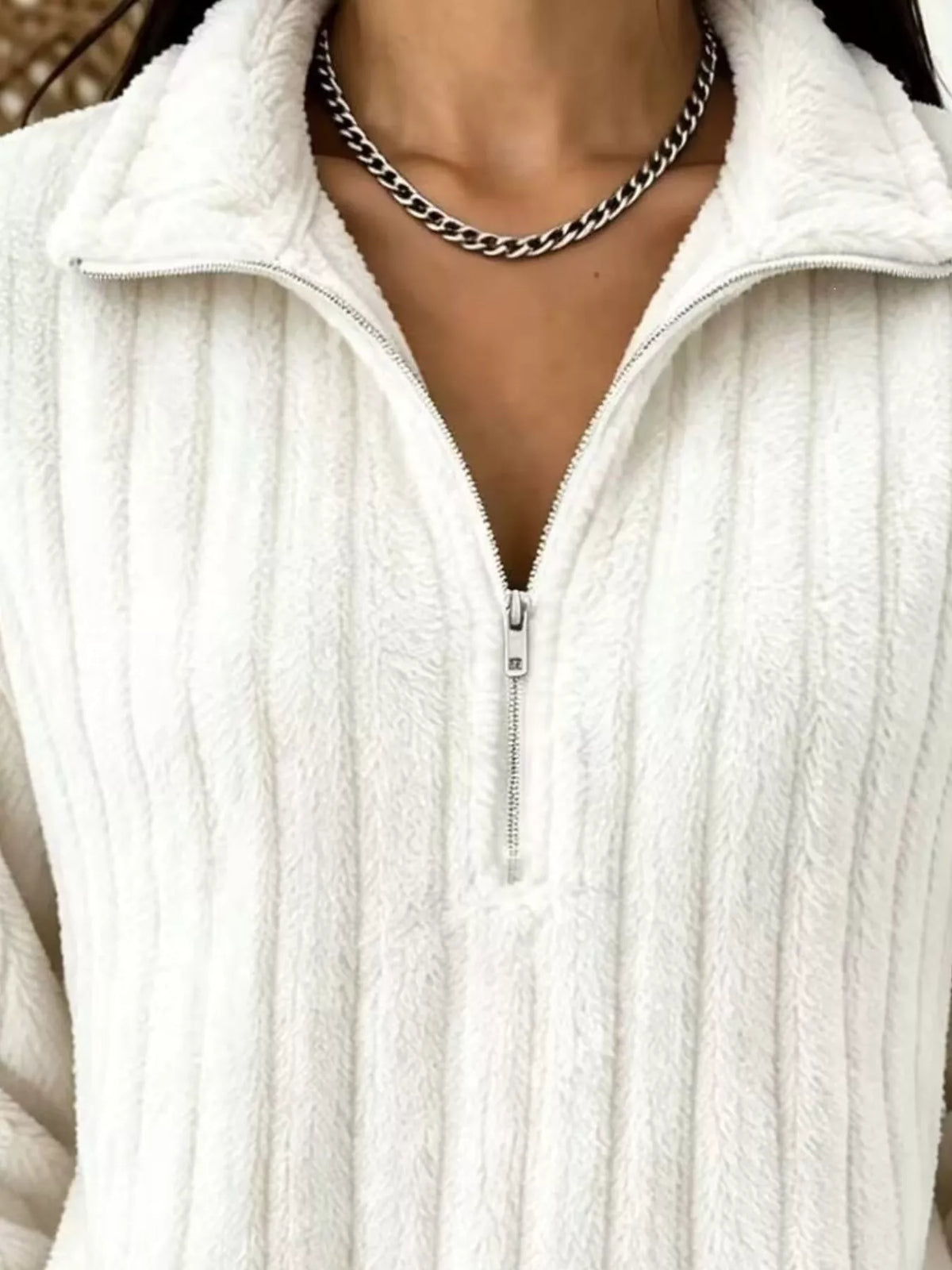 Quarter-Zip Dropped Shoulder Sweatshirt
