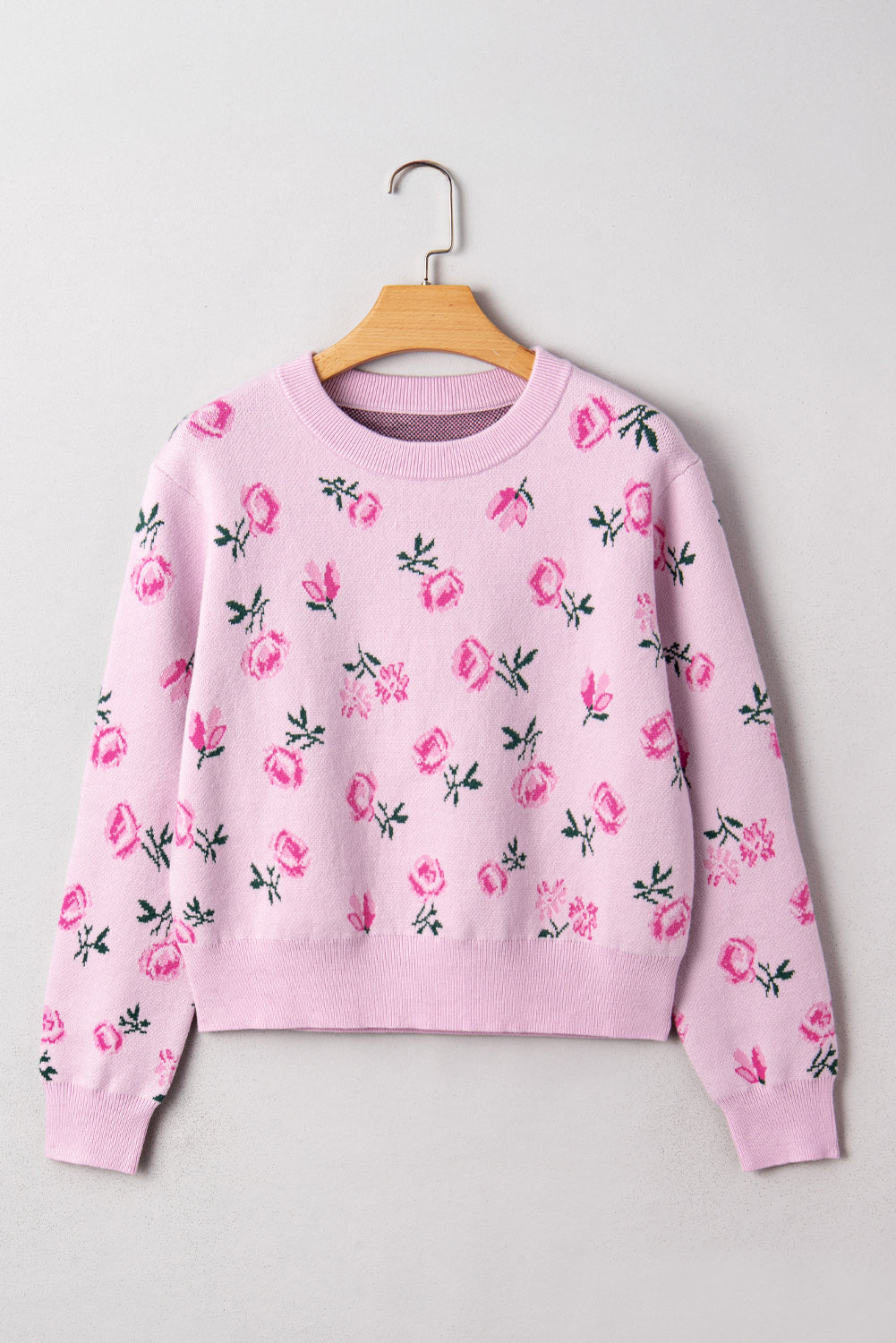 Floral Drop Shoulder Cropped Sweater