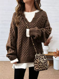 Full Size Cable Knit Dropped Shoulder Sweater Plus Size
