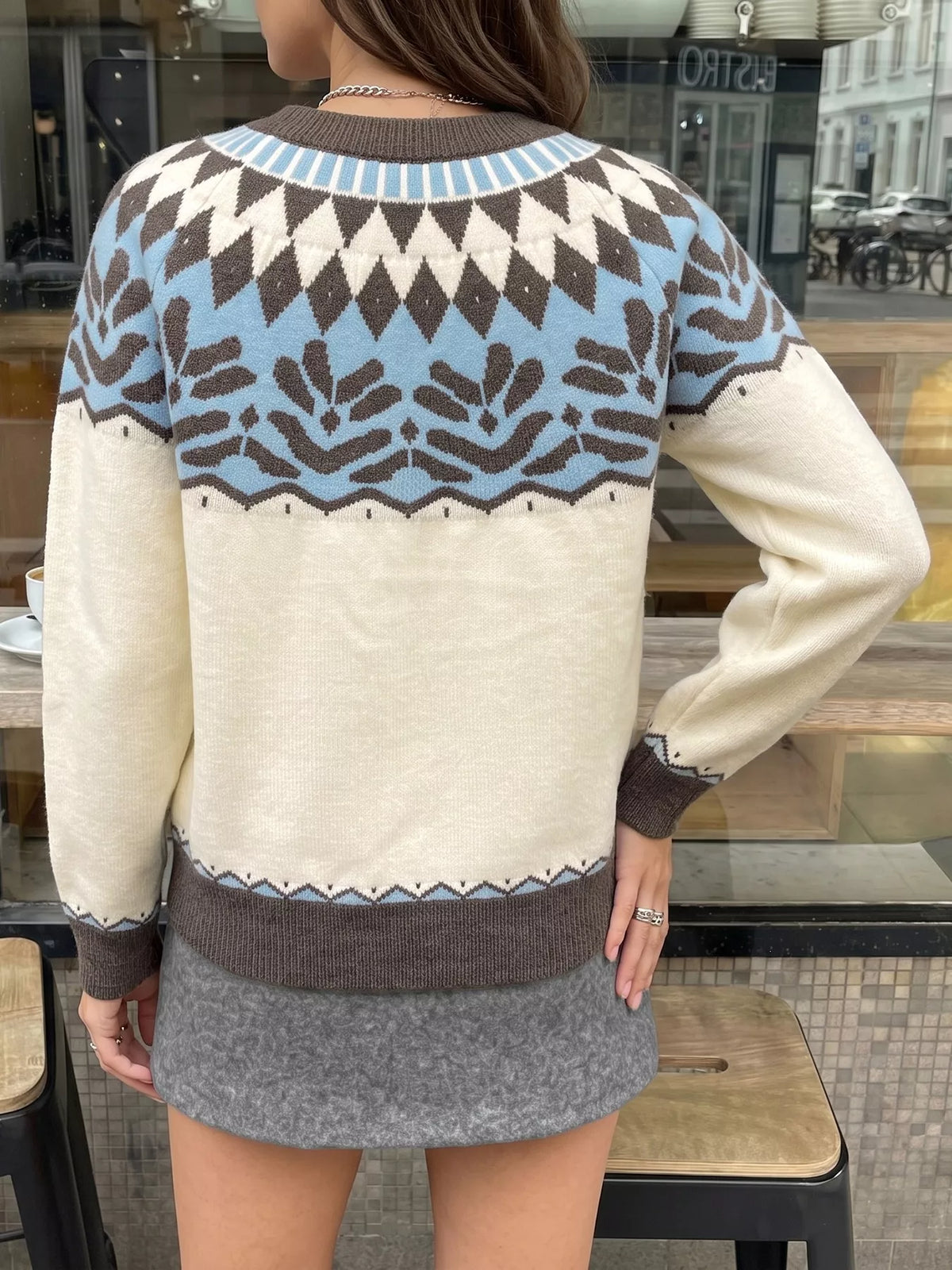 Fair Isle Pattern Round Neck Sweater
