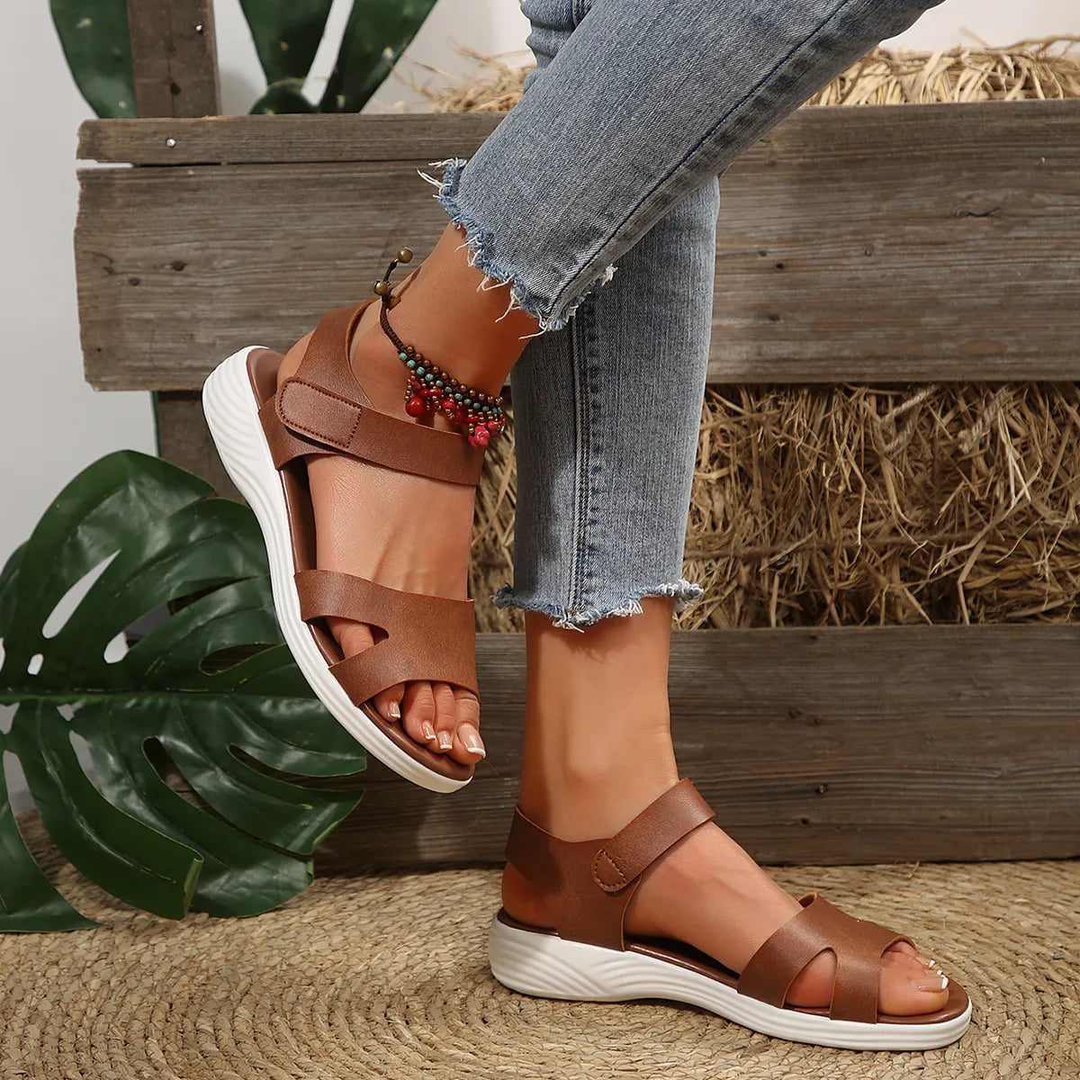 Open Toe Sandals with Ankle Strap