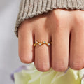 18K Gold-Plated 925 Sterling Silver Zircon Zigzag Ring