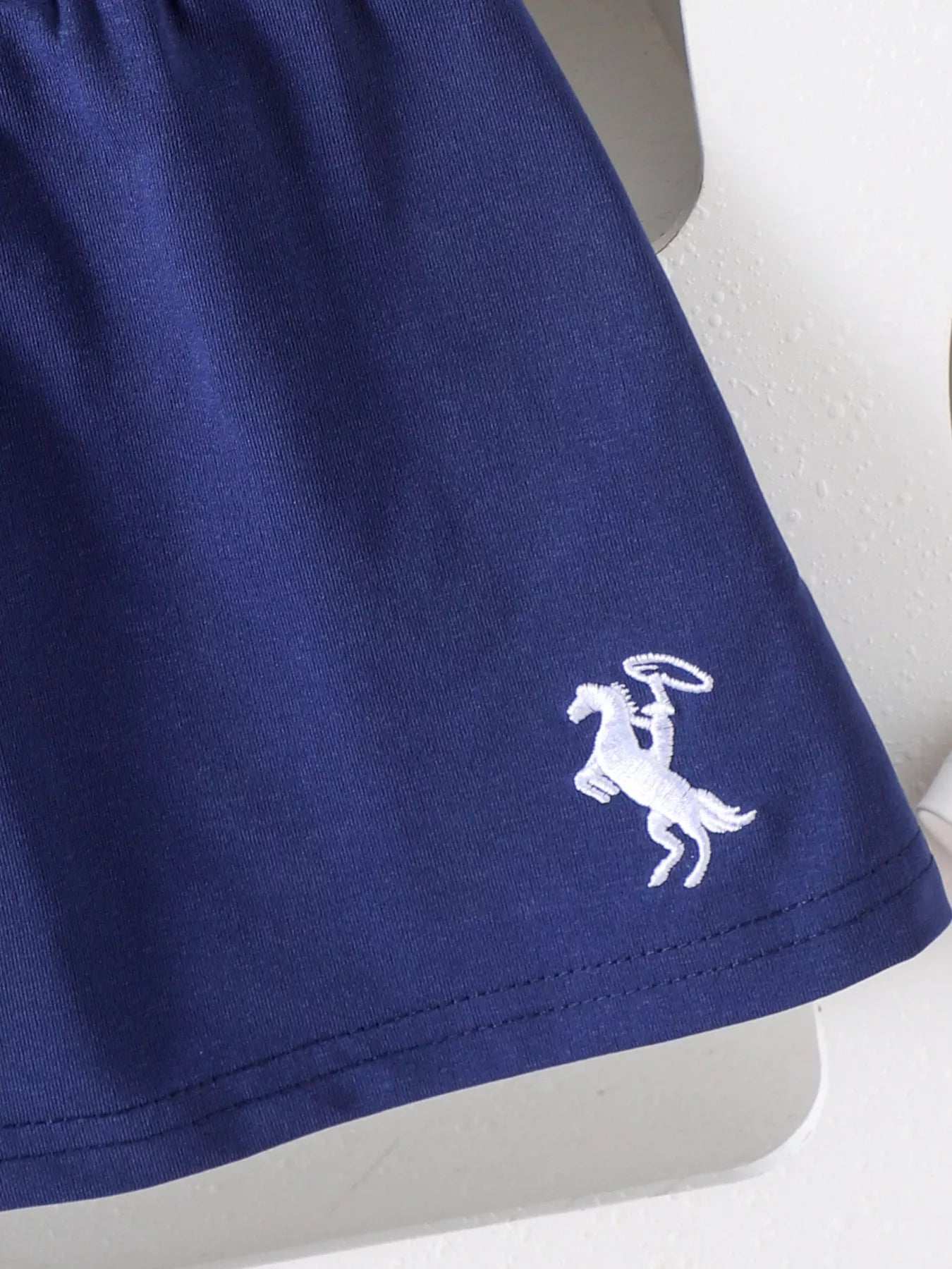 Children's Sailor Collar Embroidered Tee and Skirt Set